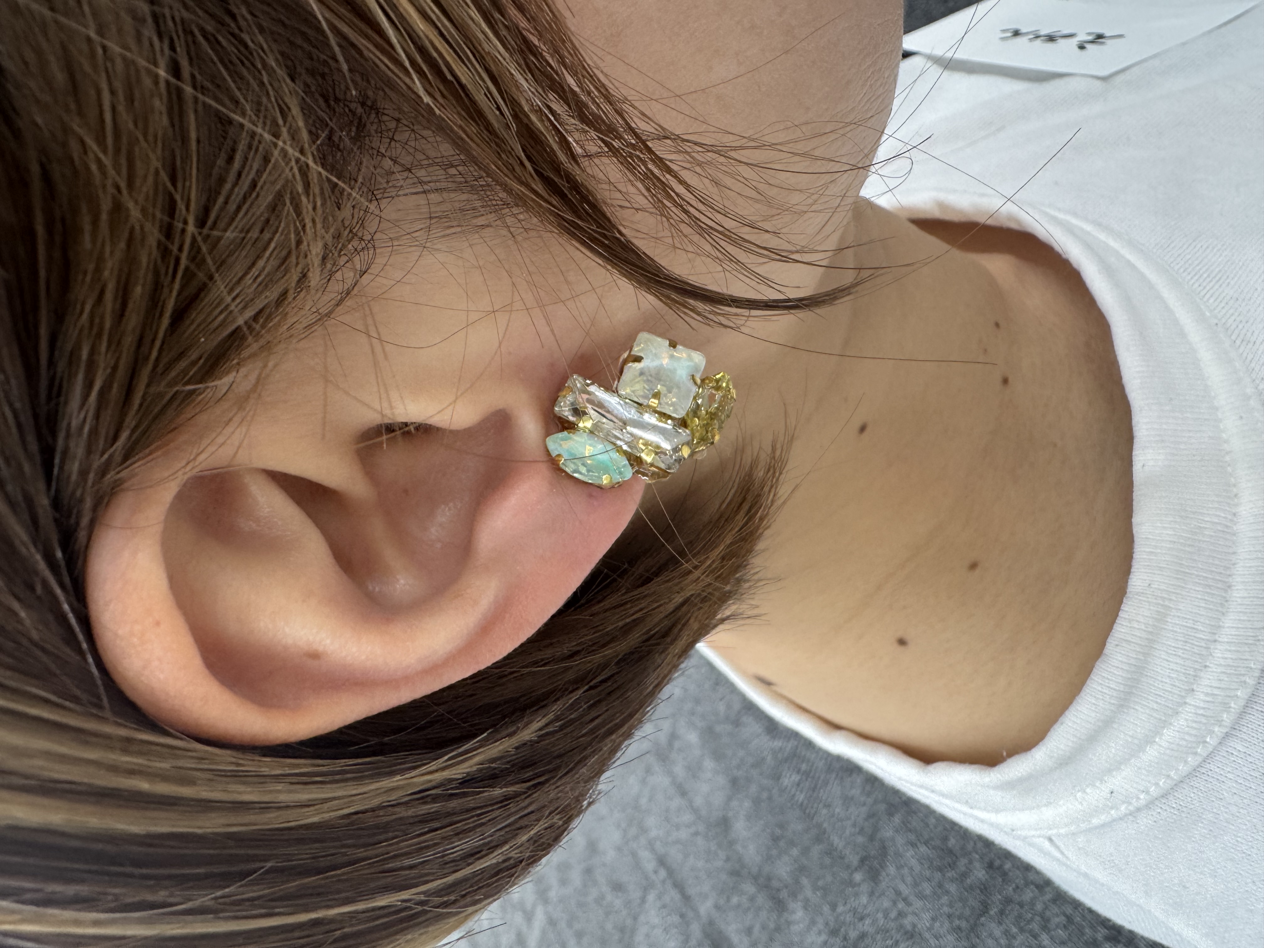 着画 グリーンビジューイヤリング